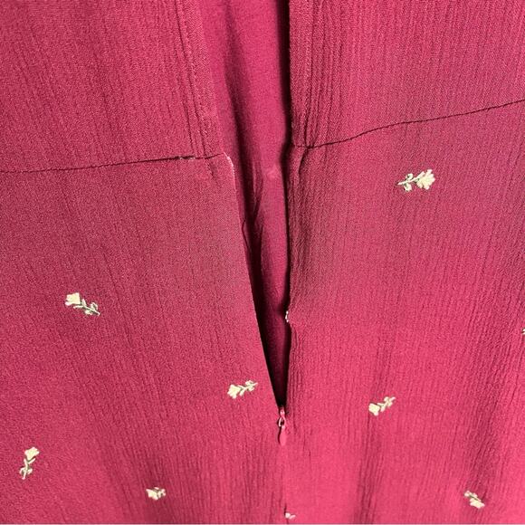 GRACE | Long Sleeve Midi Dress Floral Embroidered Burgundy L - Picture 8 of 11